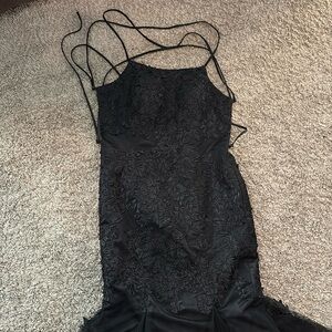 Black flower prom dress